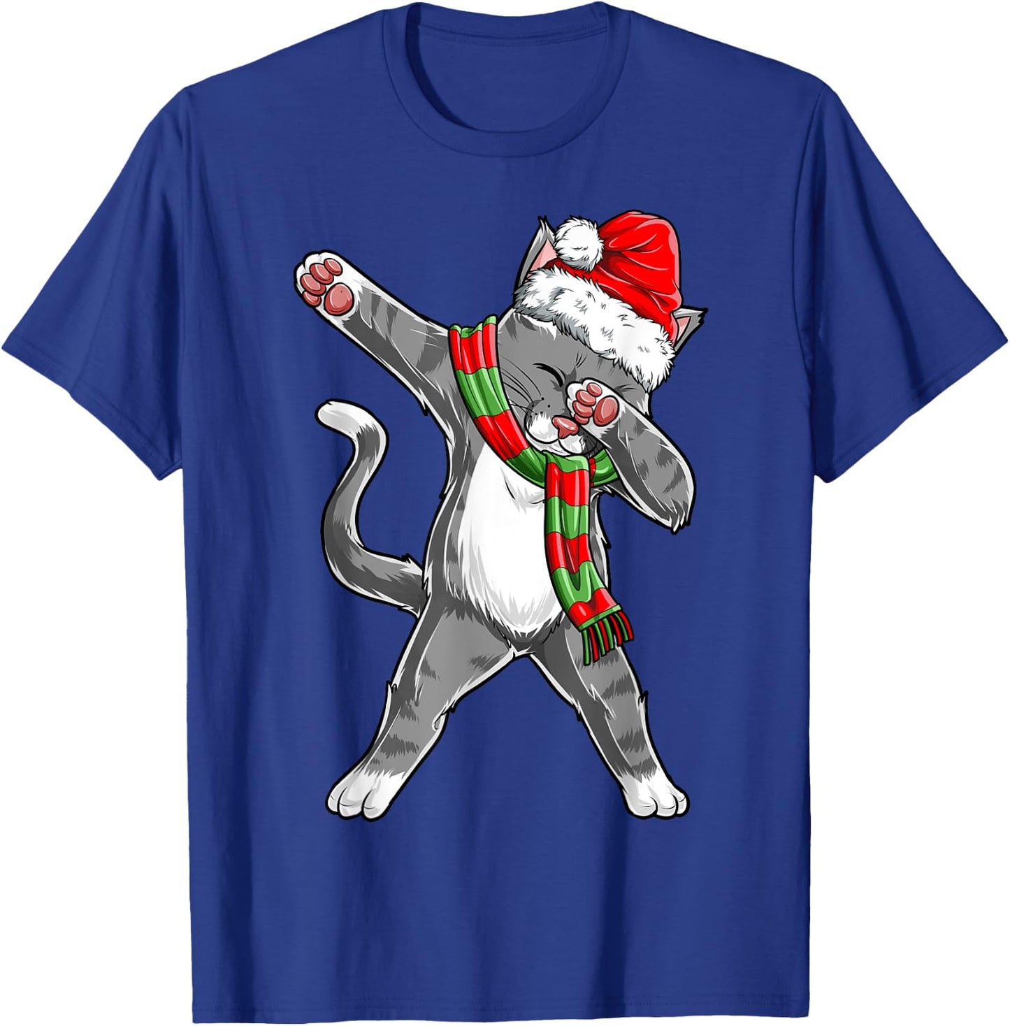 Dabbing Cat Santa Christmas Gift Kids Boys Girls Catmas Xmas T-Shirt - T-Shirt | Royal