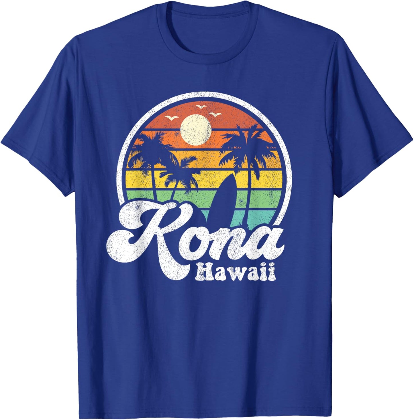 Vintage Kona Beach Hawaii Surf Hawaiian Surfing 70's Gift Men Women Girls Kids T-Shirt - T-Shirt | Royal