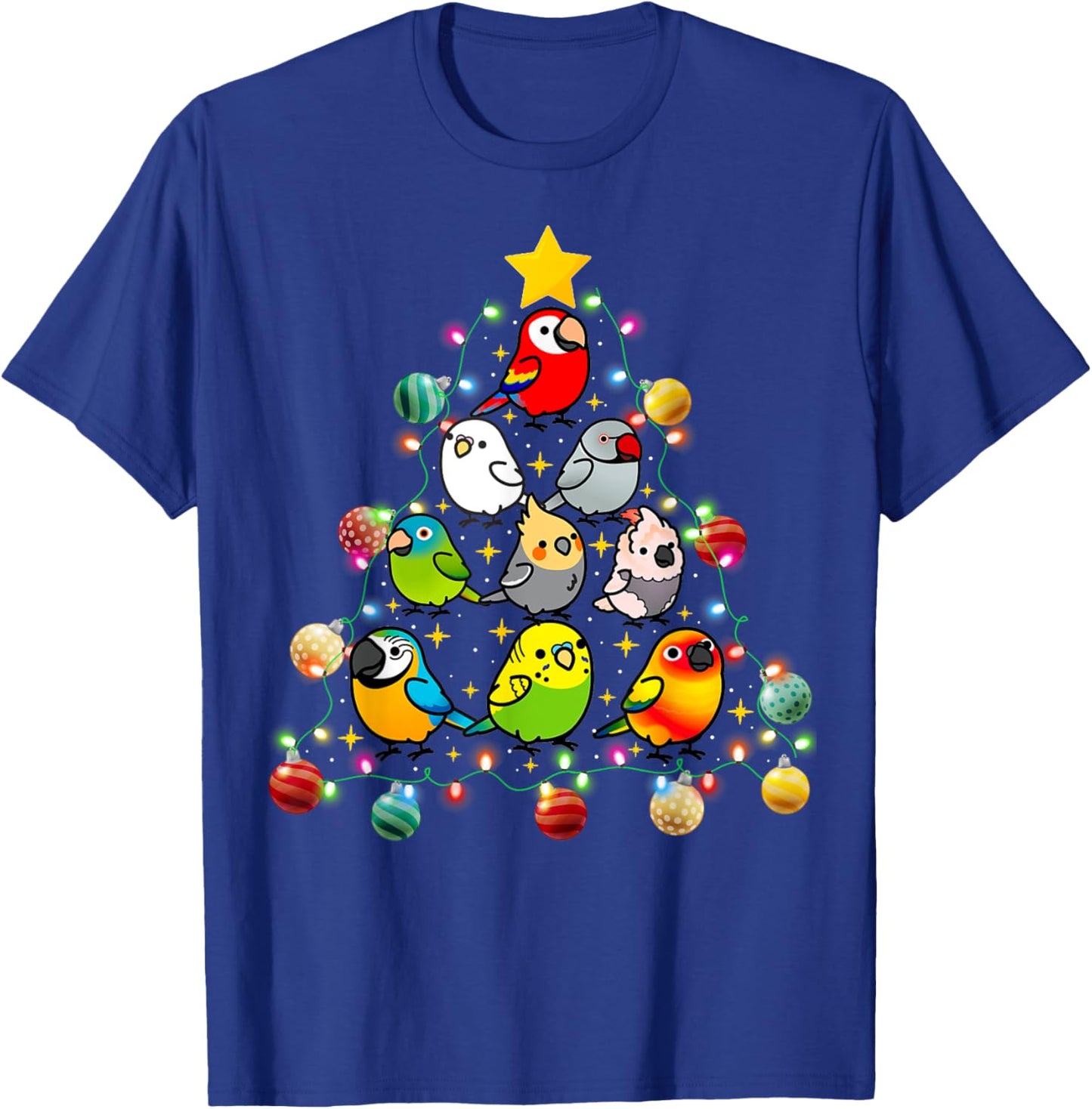 Parrot Christmas Light Ornament Tree Xmas Mom Dad Bird T-Shirt - T-Shirt | Royal