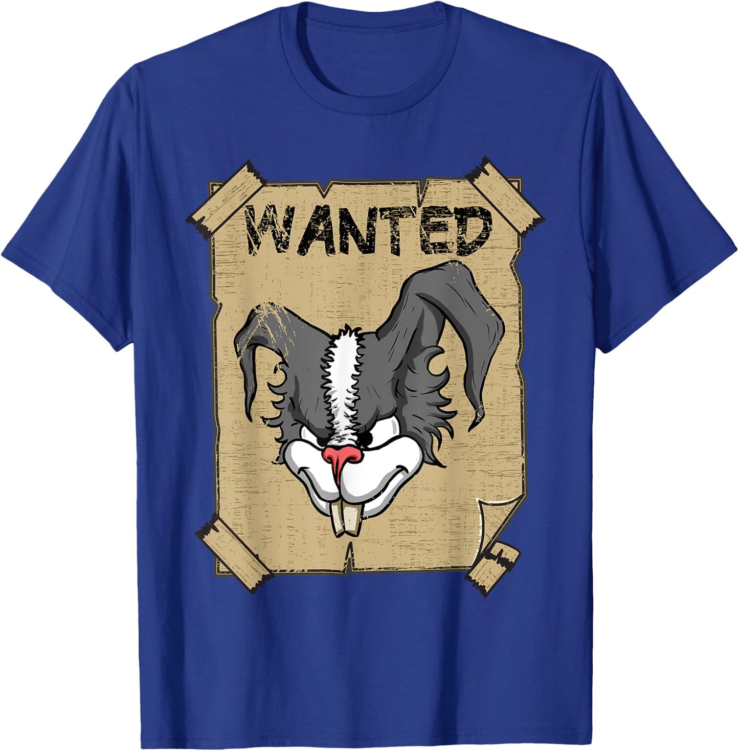 Funny Wanted Bad Rabbit Retro Wanted Poster Angry Bunny T-Shirt - T-Shirt | Royal