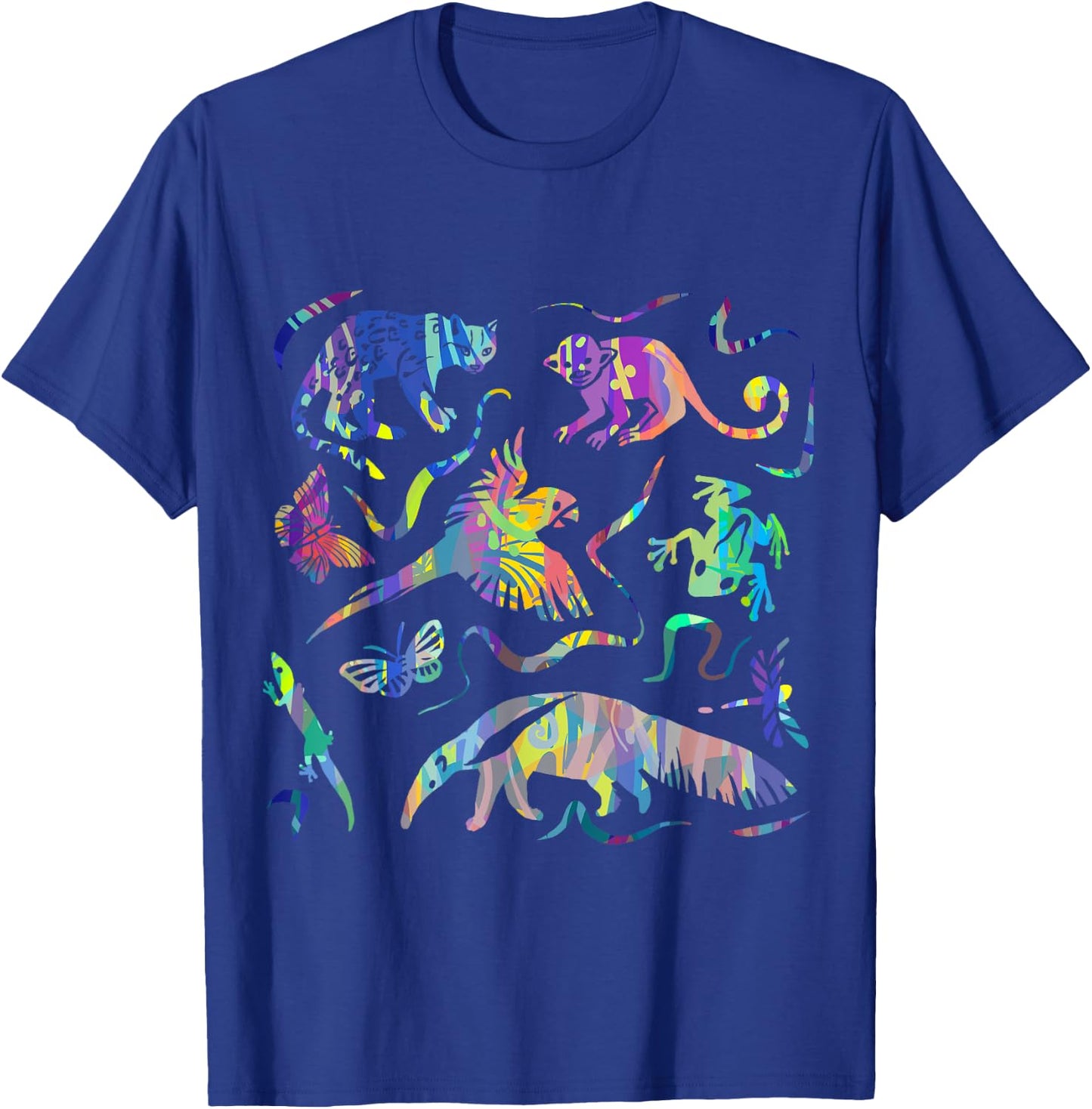 Rainforest Animals and Jungle Wildlife of South America Art T-Shirt - T-Shirt | Royal