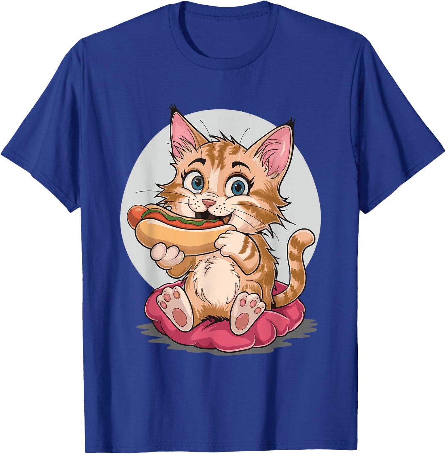 Cat Eating Hot Dog Women T-Shirt - T-Shirt | Royal