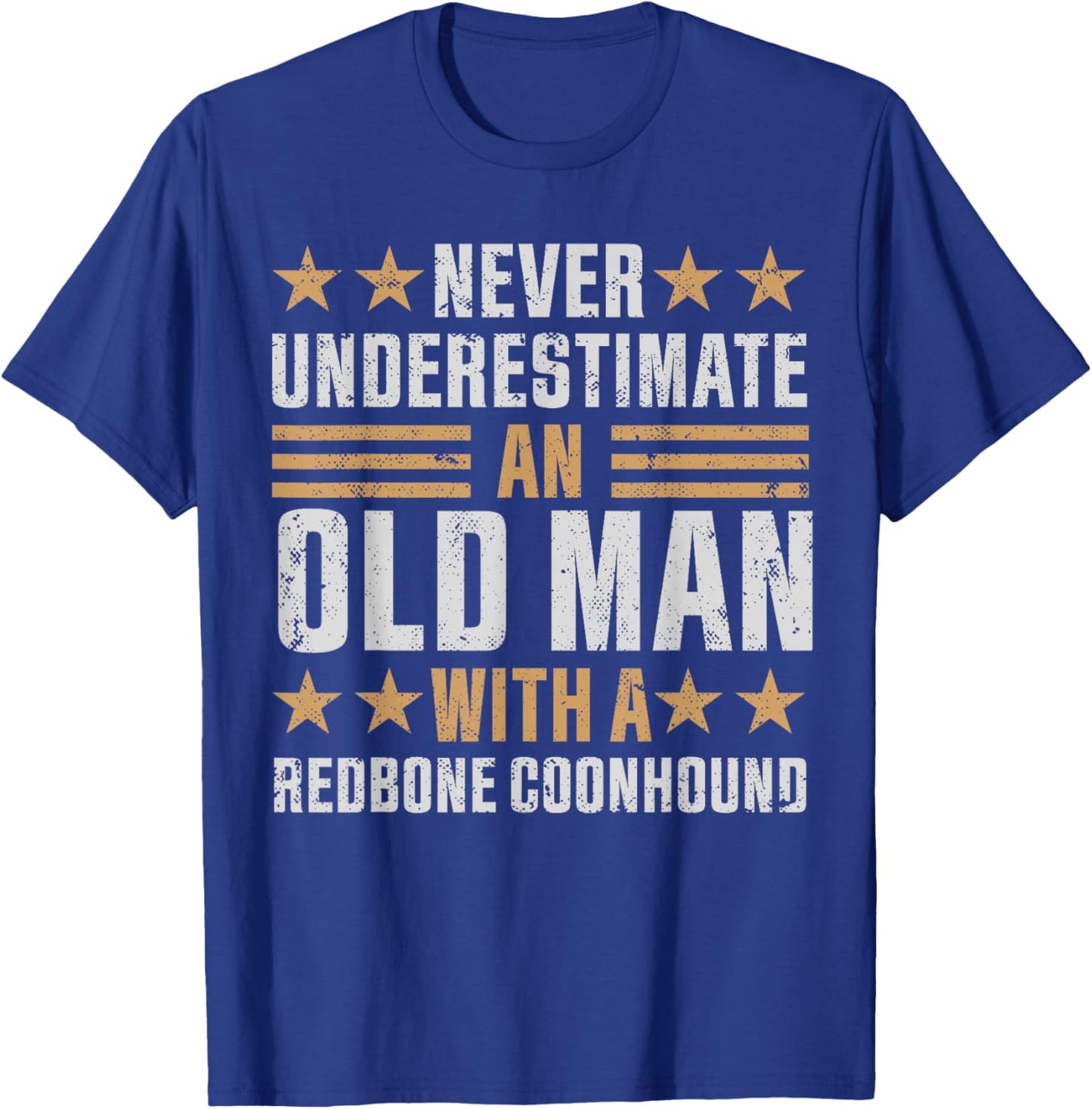 Old Man with a Redbone Coonhound Funny T-Shirt - T-Shirt | Royal