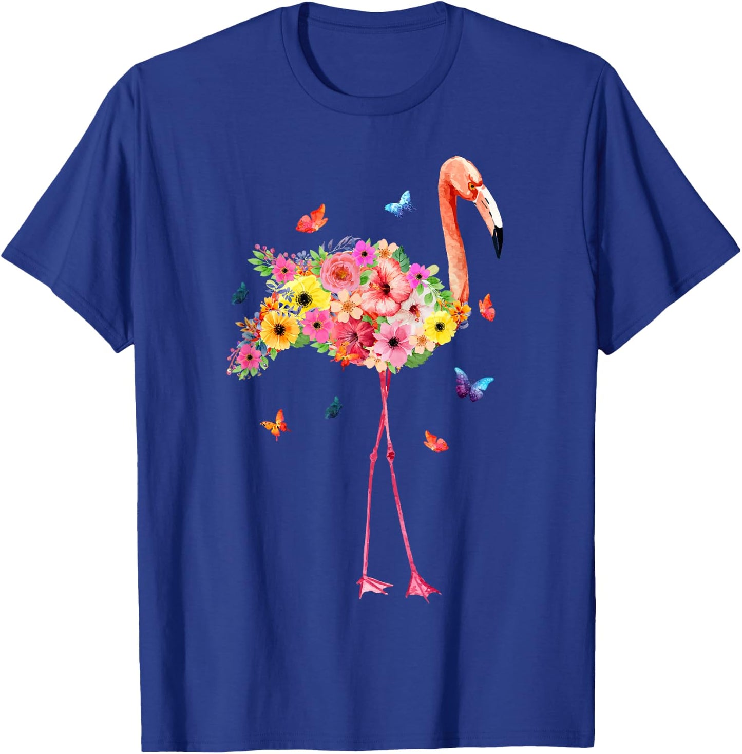Pink Flamingo Watercolor Tropical Hawaiian Flowers Floral T-Shirt - T-Shirt | Royal