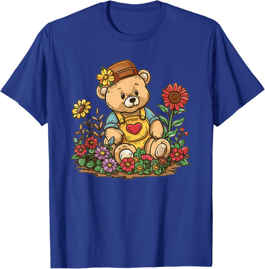 Cute Teddy With Flowers I Kids Teddy T-Shirt - T-Shirt | Royal