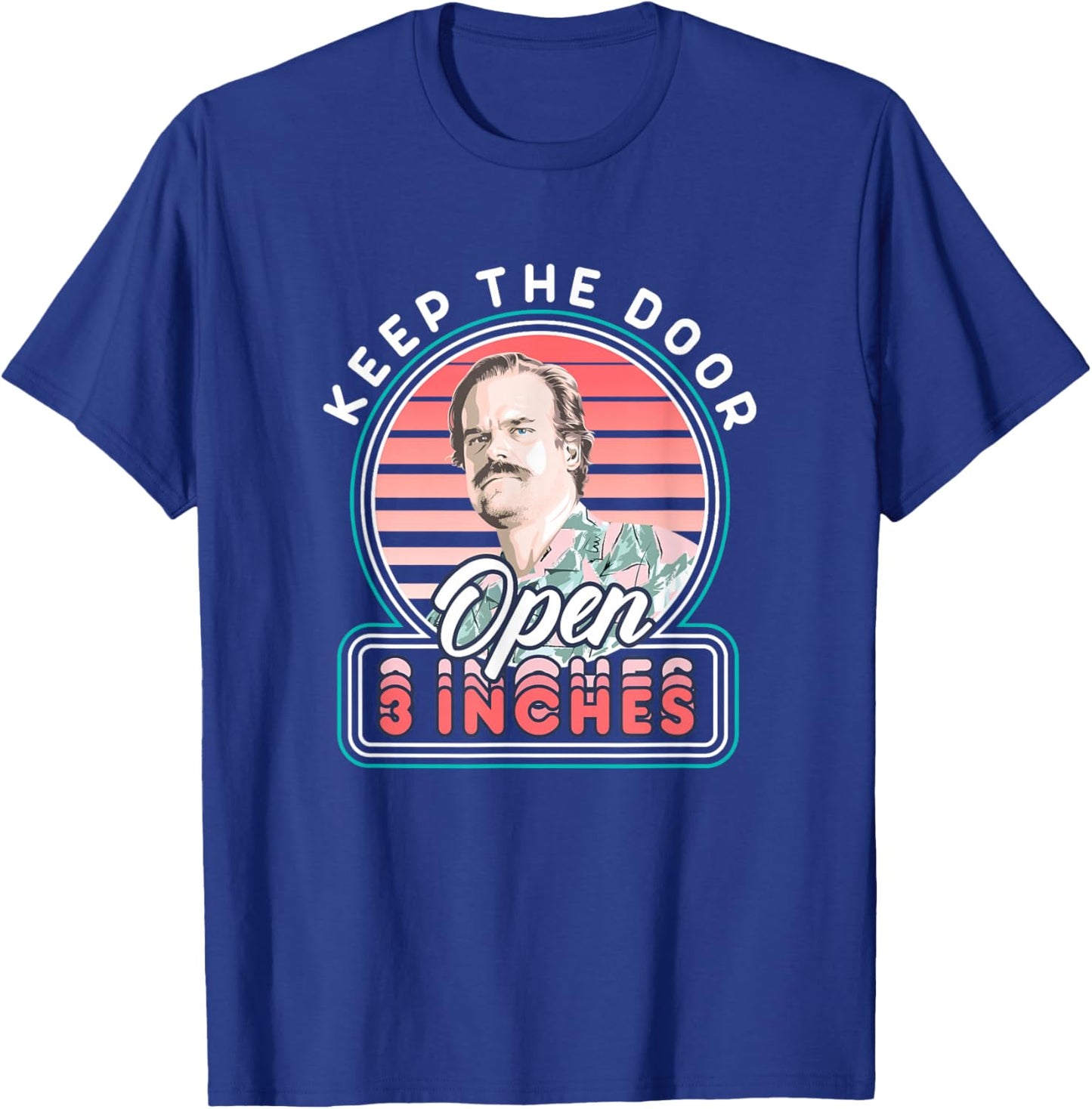 Stranger Things Chief Hopper Vintage Door 3 Inches Open T-Shirt - T-Shirt | Royal