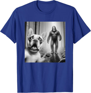 Funny French bulldog Selfie with bigfoot sasquatch Women Kids T-Shirt - T-Shirt | Royal
