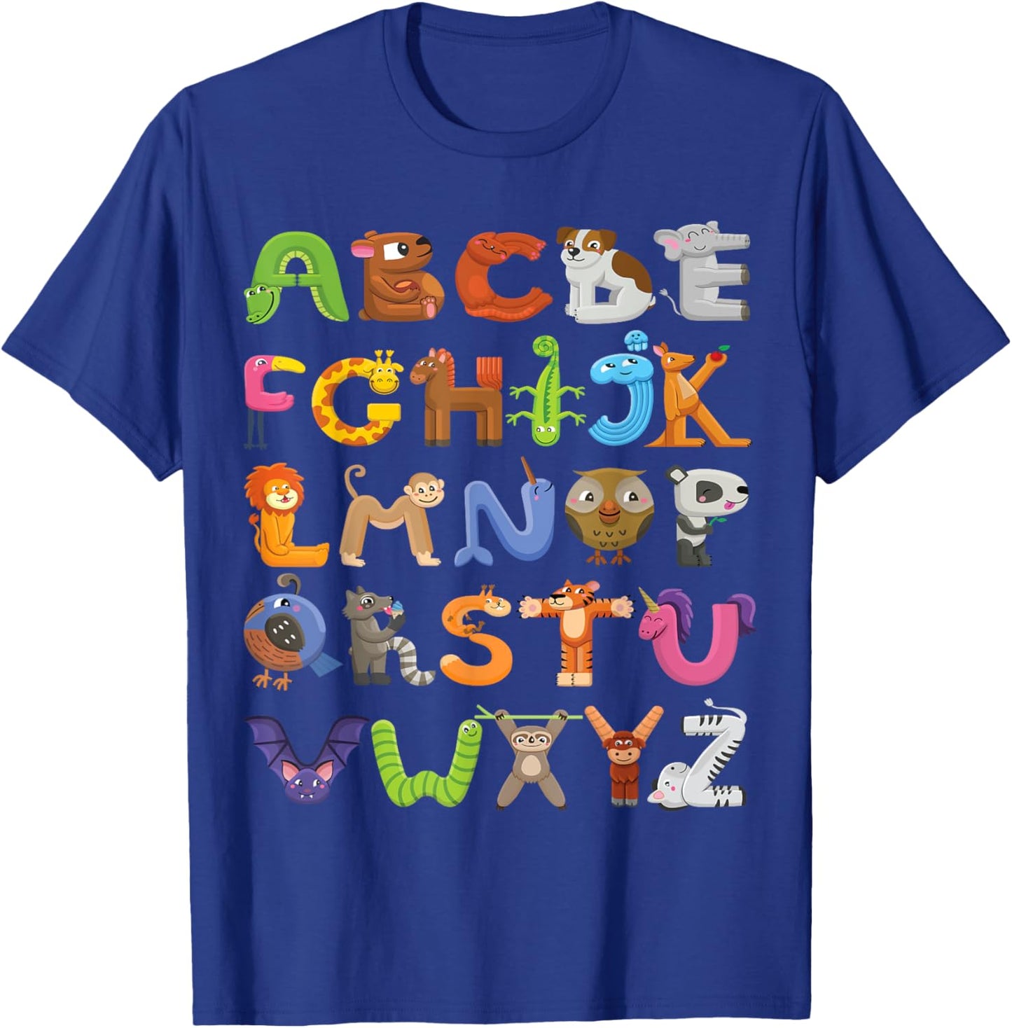 Fun Animal ABCs Learn Back to School Alphabet Shirt for Kids T-Shirt - T-Shirt | Royal