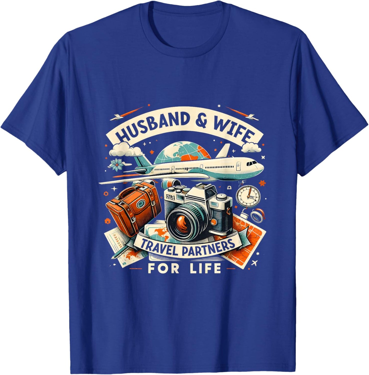 Husband & Wife Travel Partners For Life Family Couple Trip T-Shirt - T-Shirt | Royal