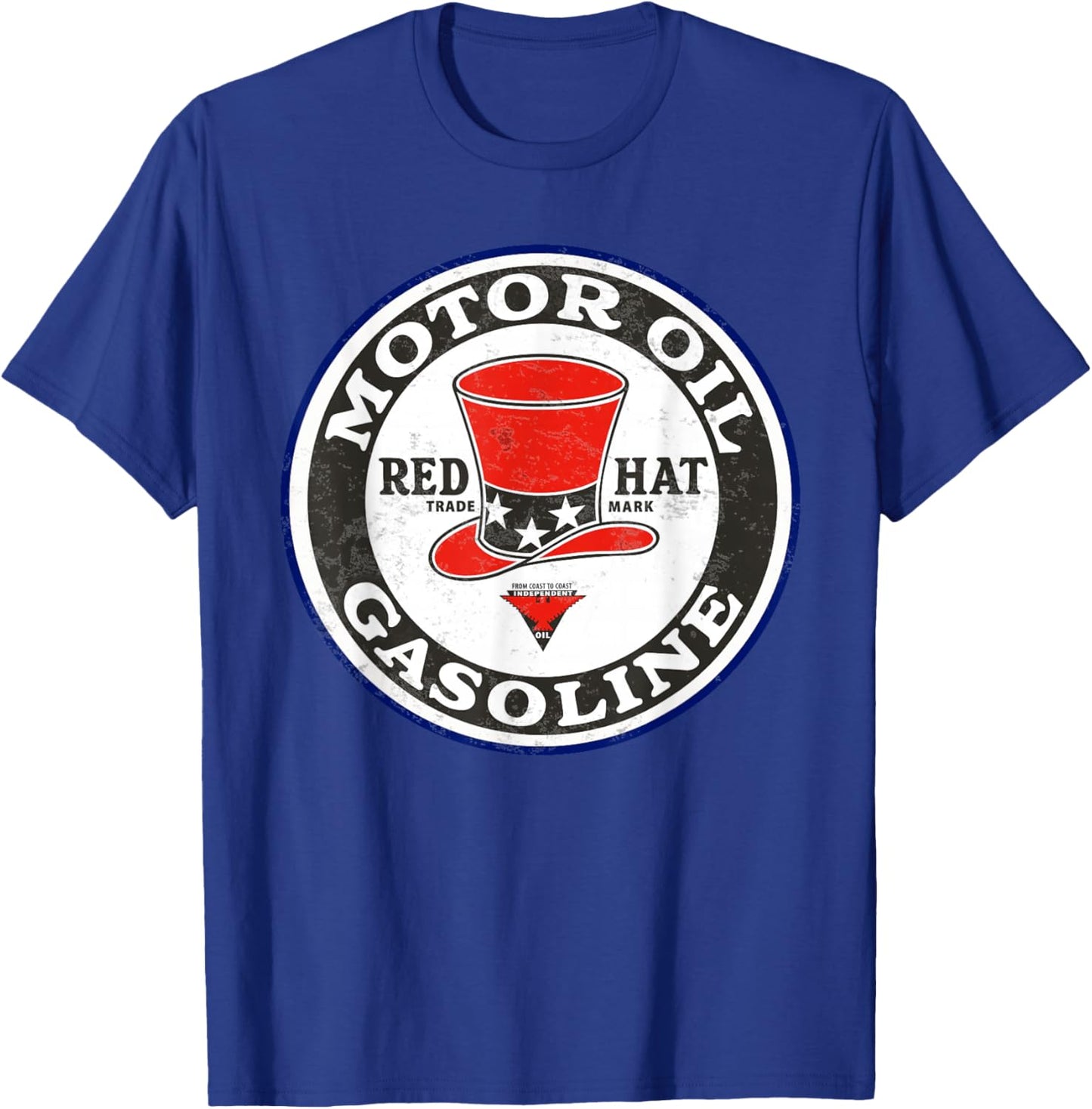 Retro Vintage Gas Station Red Hat Motor Oil Car Bikes Garage T-Shirt - T-Shirt | Royal