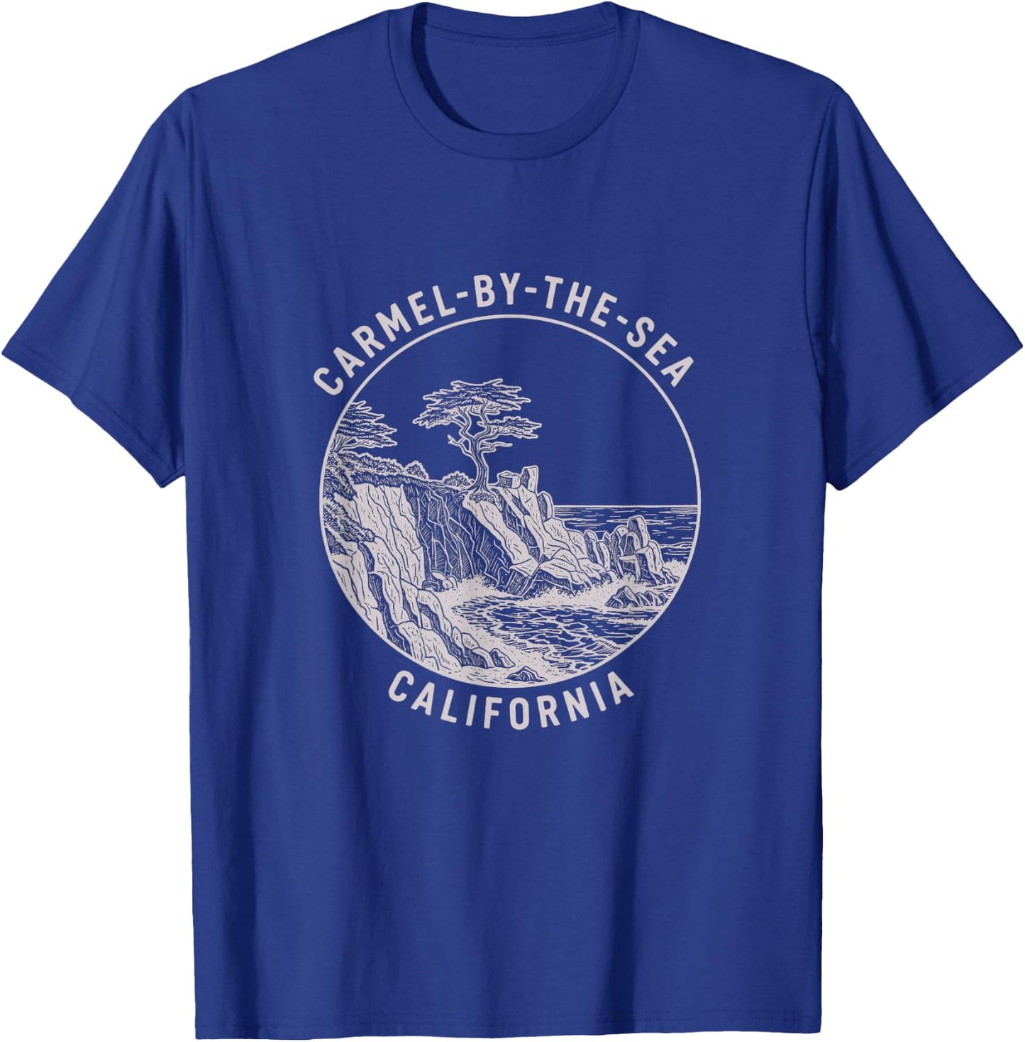 Vintage Carmel-by-The-Sea California Sketch Art Design T-Shirt - T-Shirt | Royal