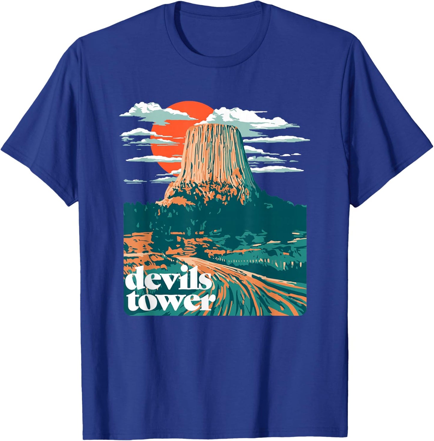 Retro Devils Tower Monument Vintage Design Graphic T-Shirt - T-Shirt | Royal