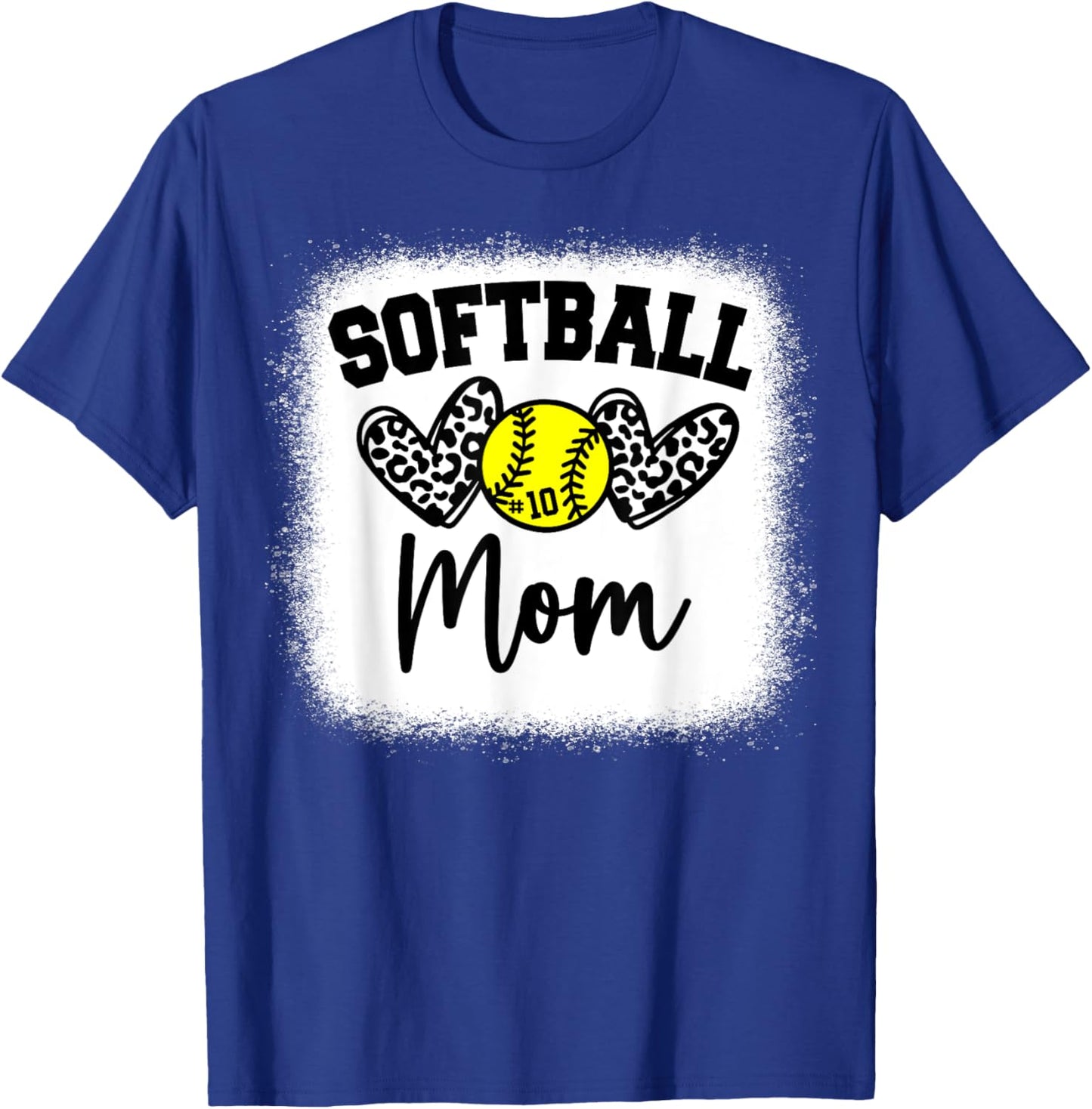 Custom Softball Mom Number 10 Heart for Mom T-Shirt - T-Shirt | Royal