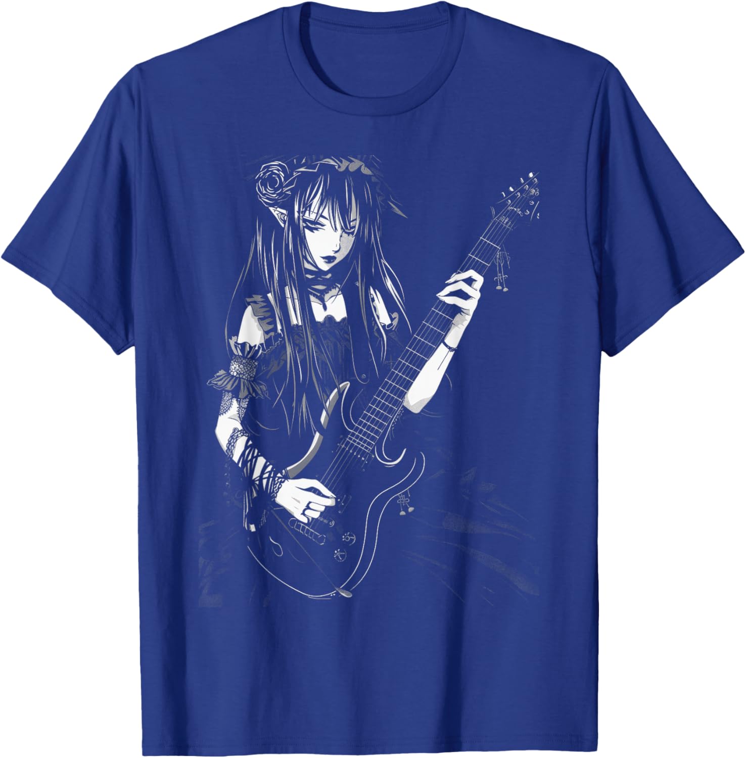 Anime Goth Girl Playing Manga Guitar Gothic Rock T-Shirt - T-Shirt | Royal