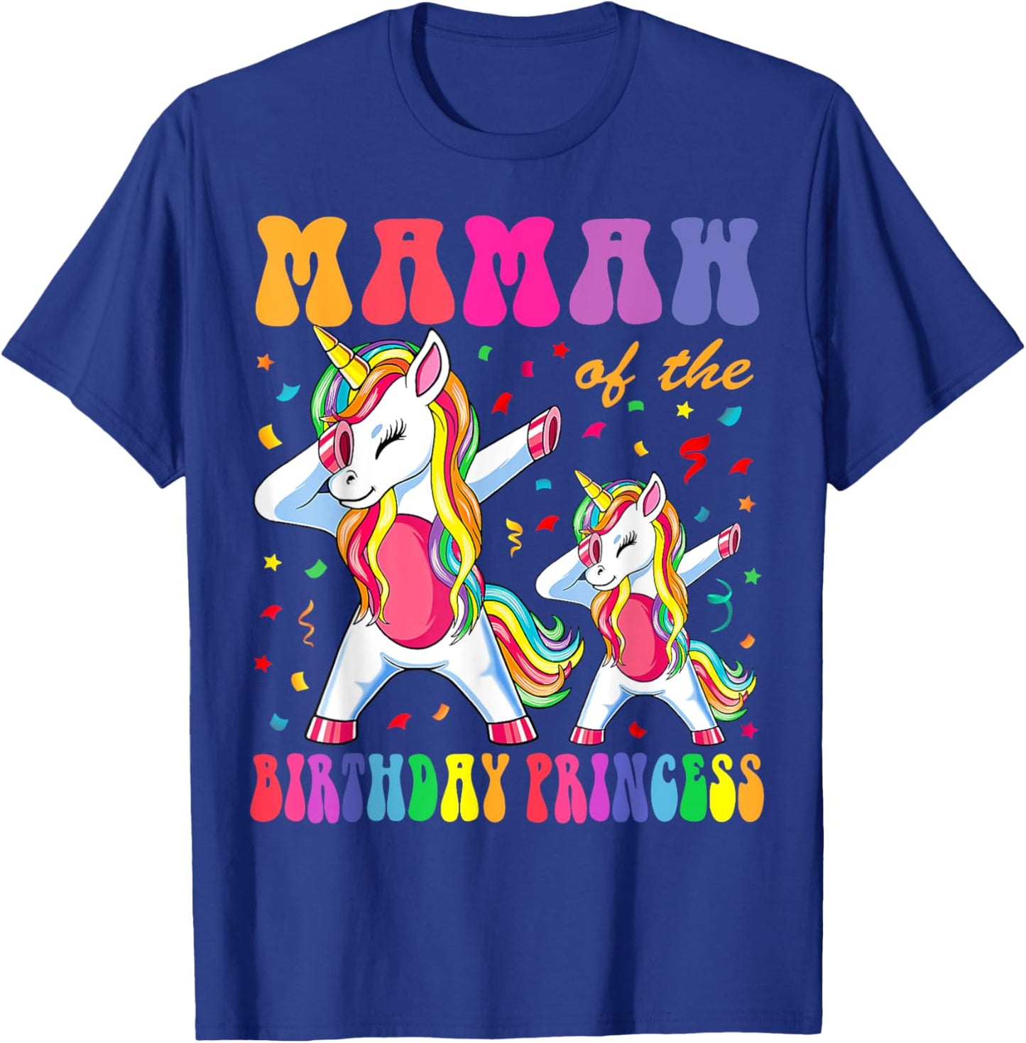 Mamaw of the Birthday Princess Girl Dabbing Unicorn Family T-Shirt - T-Shirt | Royal