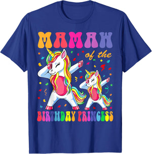 Mamaw of the Birthday Princess Girl Dabbing Unicorn Family T-Shirt - T-Shirt | Royal