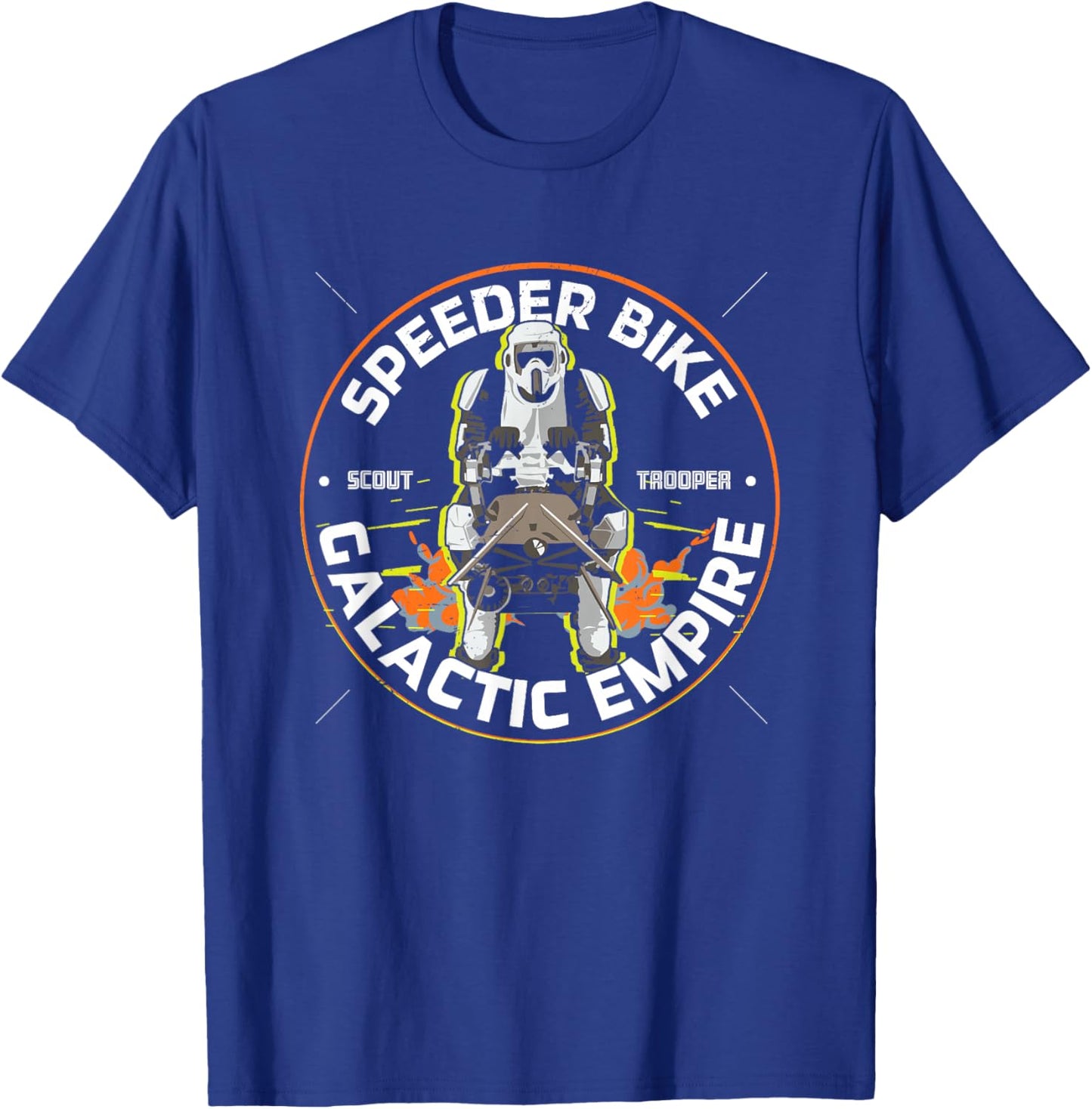 Star Wars Scout Trooper Speed Bike Galactic Empire Big Logo T-Shirt - T-Shirt | Royal