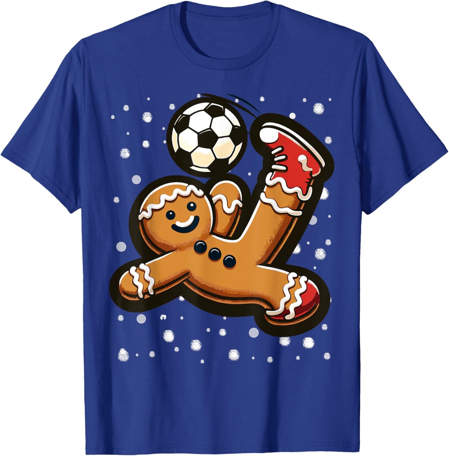 Gingerbread Plays Soccer Bicycle Kick, Cookie Christmas T-Shirt - T-Shirt | Royal