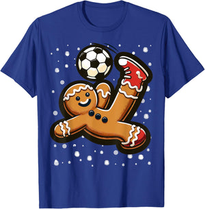 Gingerbread Plays Soccer Bicycle Kick, Cookie Christmas T-Shirt - T-Shirt | Royal