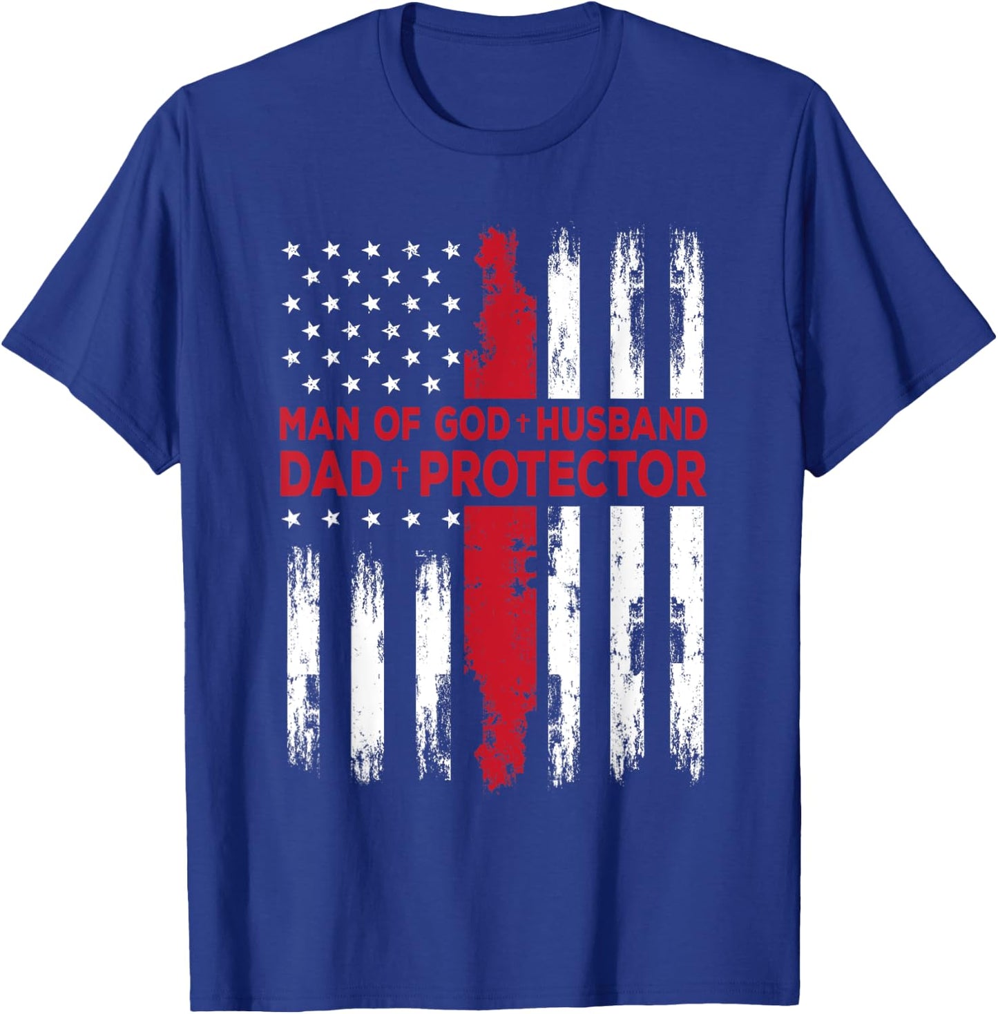 Jesus God Religious Man of God Husband Dad Protector T-Shirt - T-Shirt | Royal
