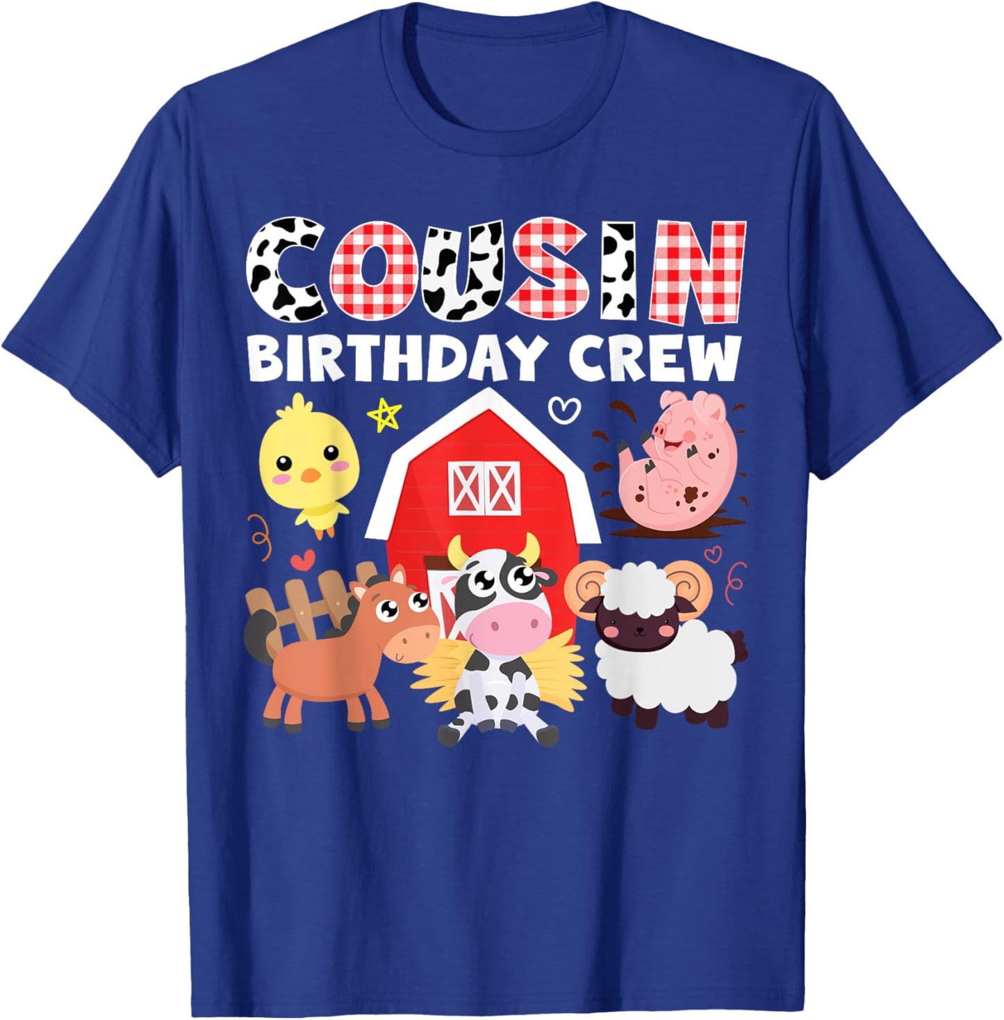 Cow Cousin Birthday Crew Farm Theme Animals Birthday Party T-Shirt - T-Shirt | Royal
