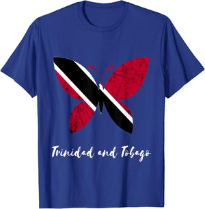 Trinidad And Tobago Vintage Butterfly Trinidadian Roots T-Shirt - T-Shirt | Royal