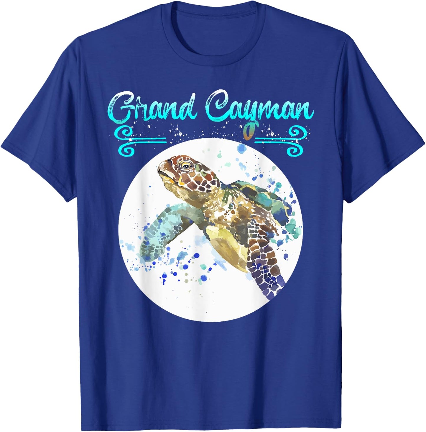 Grand Cayman Islands Turtle Tuna Stingray Blue Souvenir Gift T-Shirt - T-Shirt | Royal
