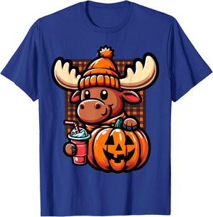 Halloween Moose Pumpkin T-Shirt - T-Shirt | Royal