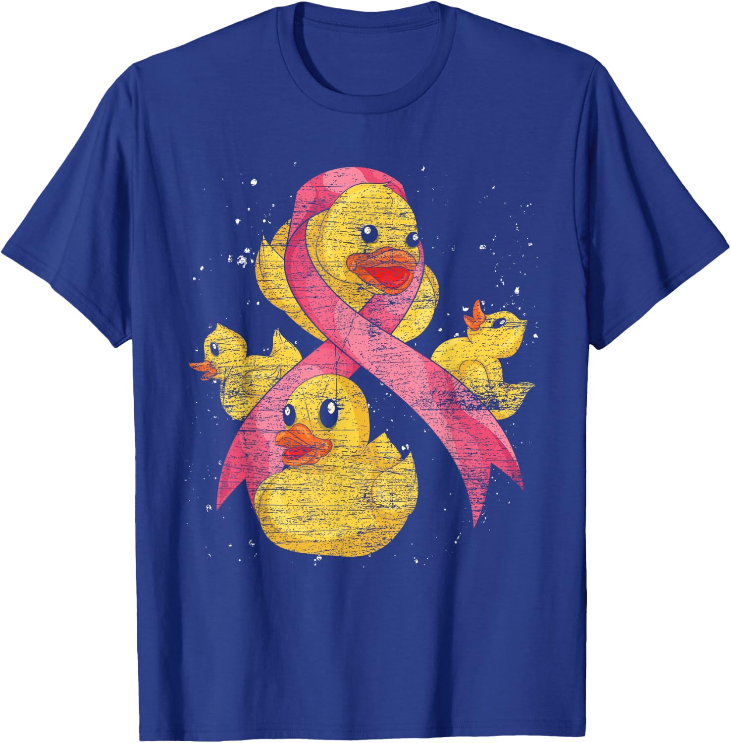 Cute Ducky Pink Ribbon Rubber Duck Breast Cancer Awareness T-Shirt - T-Shirt | Royal