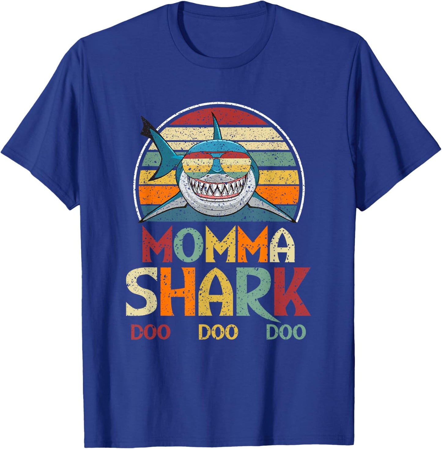 Retro Vintage Momma Shark Mom Gift T-Shirt - T-Shirt | Royal