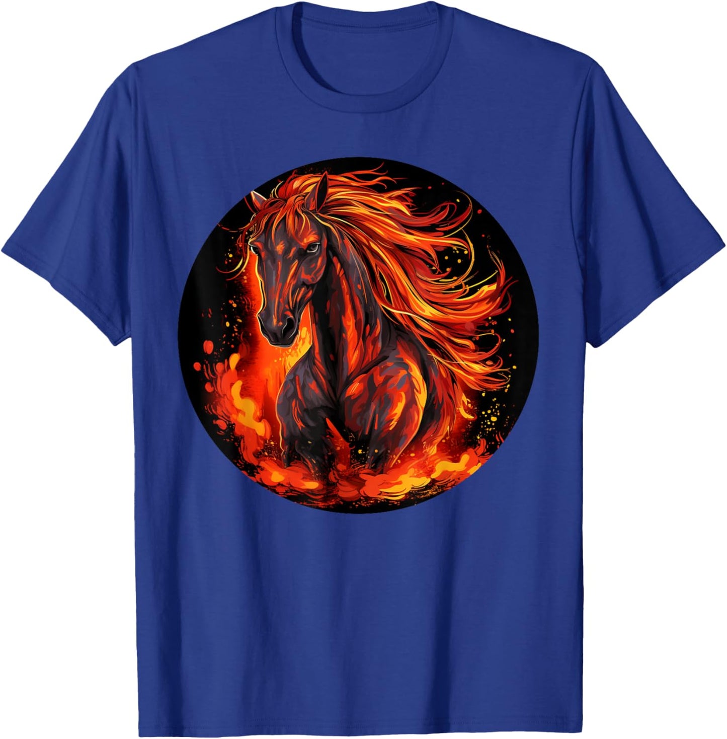 Funny burning horse outfit for horses flames lovers T-Shirt - T-Shirt | Royal