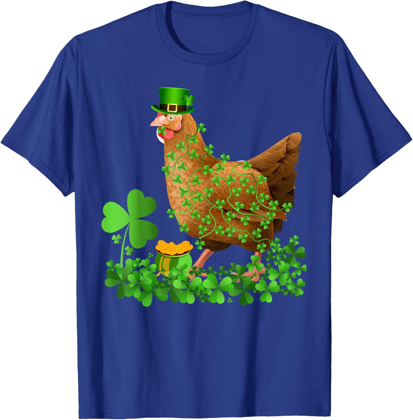 Irish Shamrock Leaf Leprechaun Hat Chicken St. Patrick's Day T-Shirt - T-Shirt | Royal