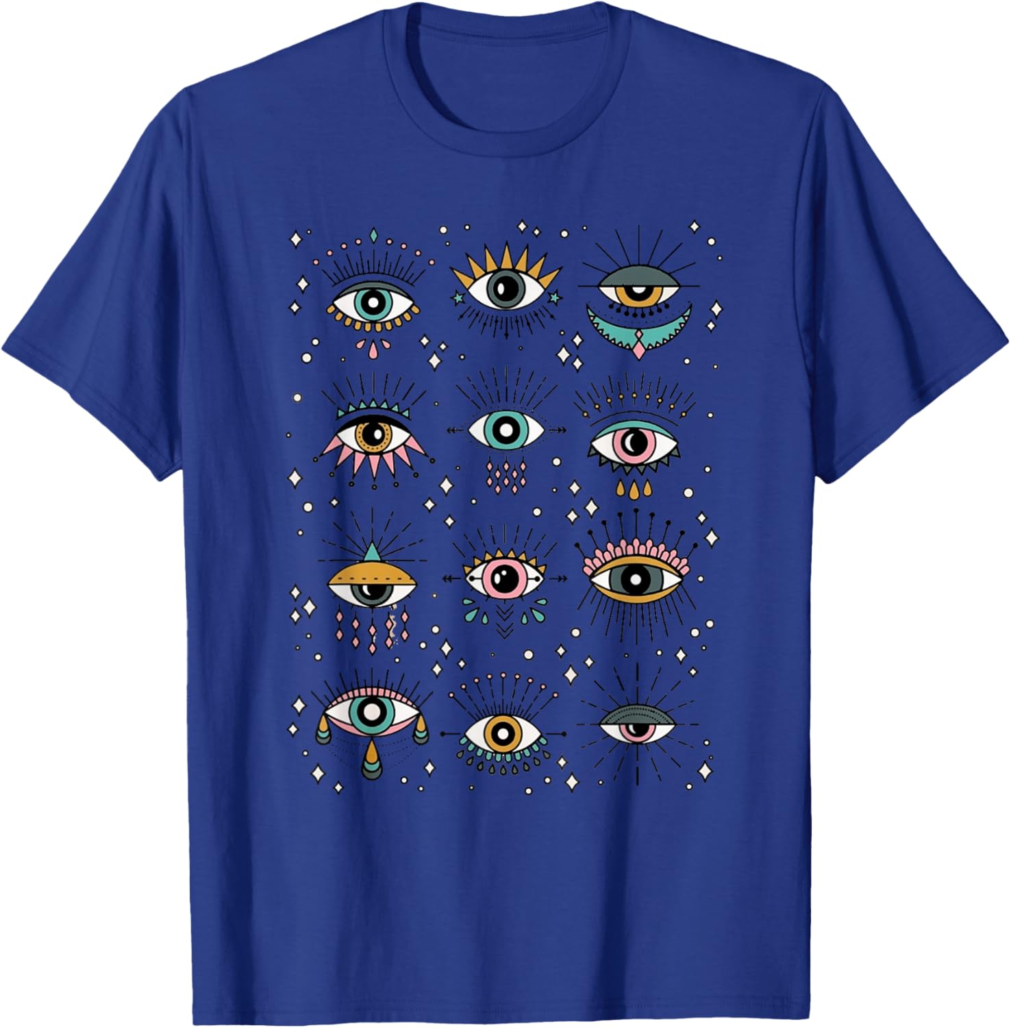 Colorful Squint And Closed Evil Eye Eyelashes Nazar Mati T-Shirt - T-Shirt | Royal