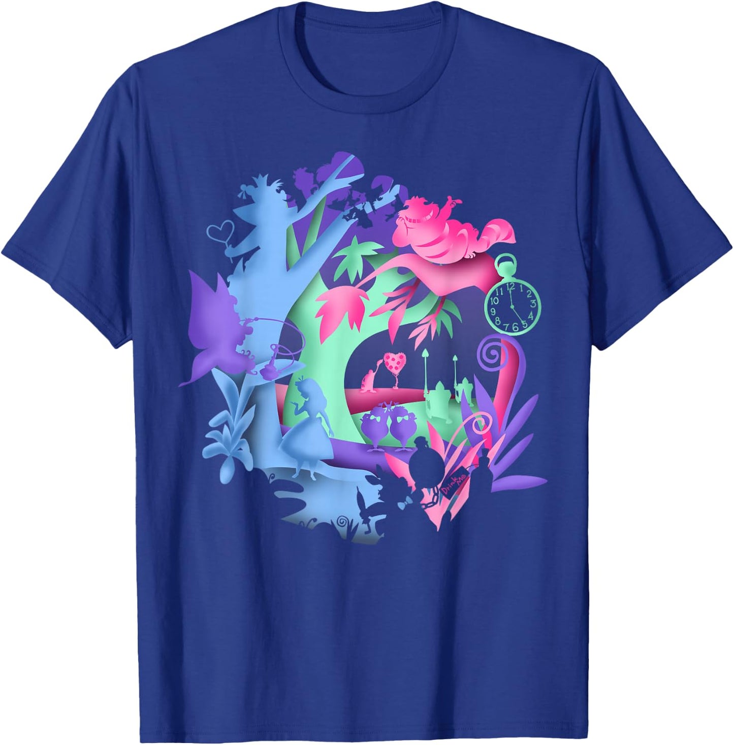 Disney Alice in Wonderland Neon Forest Silhouette Small T-Shirt - T-Shirt | Royal