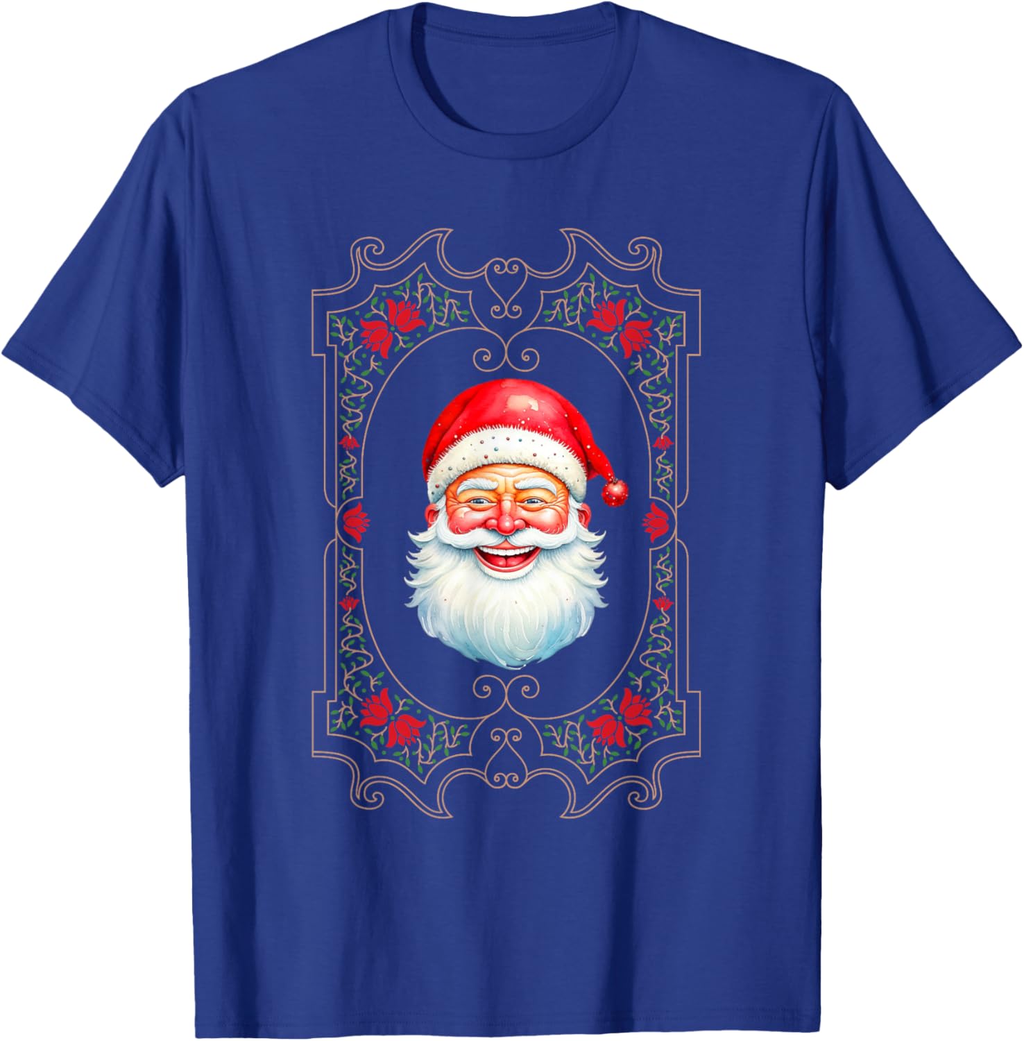 Retro Vintage Victorian Santa Smiling Jolly Old St. Nicholas T-Shirt - T-Shirt | Royal