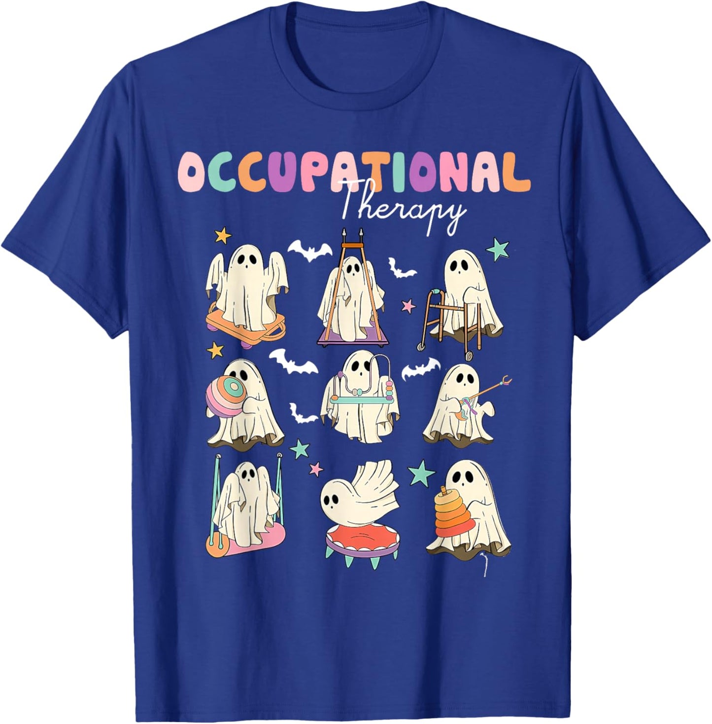 OT Occupational Therapy Halloween Retro Ghost OT Halloween T-Shirt - T-Shirt | Royal