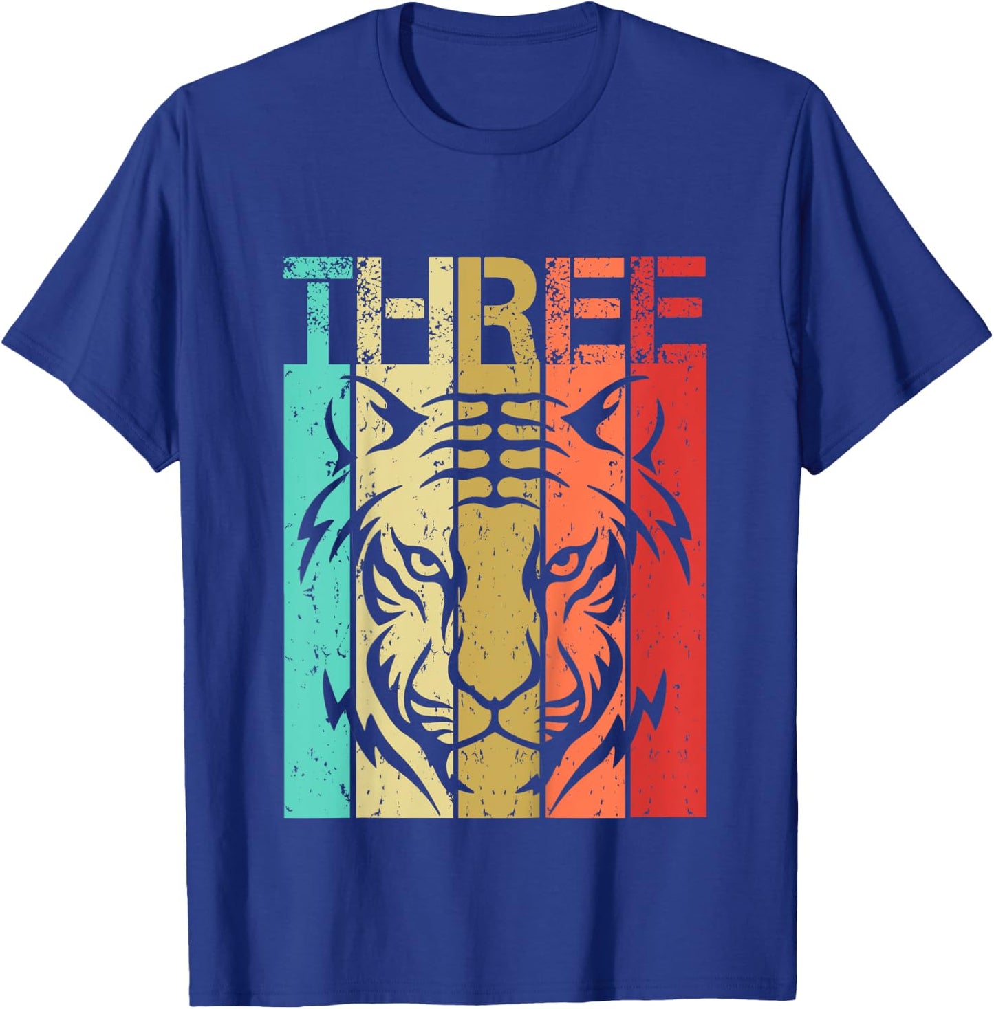 Tiger Birthday 3 Year Old Boy Girl Tiger 3rd Birthday T-Shirt - T-Shirt | Royal