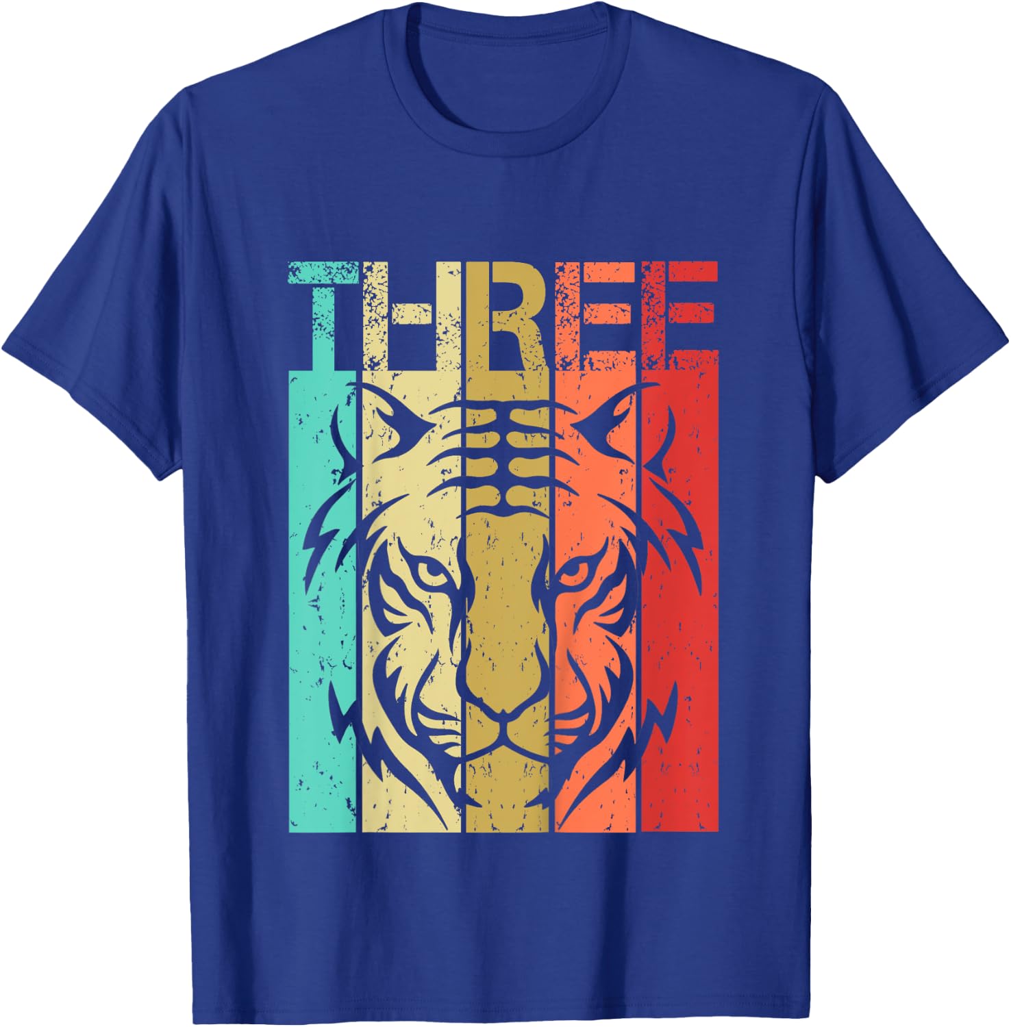 Tiger Birthday 3 Year Old Boy Girl Tiger 3rd Birthday T-Shirt - T-Shirt | Royal