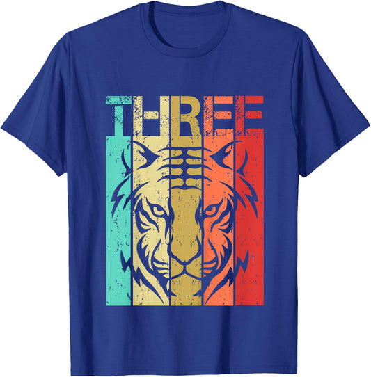 Tiger Birthday 3 Year Old Boy Girl Tiger 3rd Birthday T-Shirt - T-Shirt | Royal