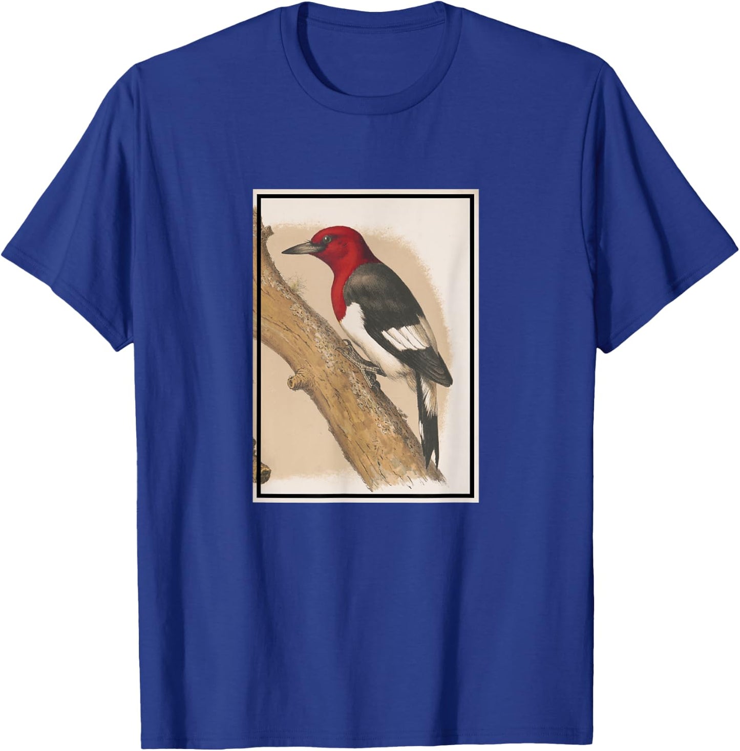 Red-headed Woodpecker Vintage Illustration (1874) T-Shirt - T-Shirt | Royal