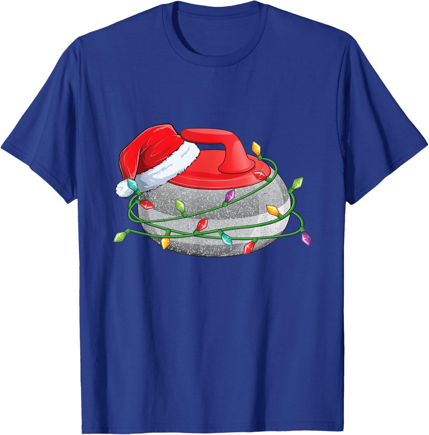 Christmas Curling Stone, Santa Hat wrapped in Holiday Lights T-Shirt - T-Shirt | Royal