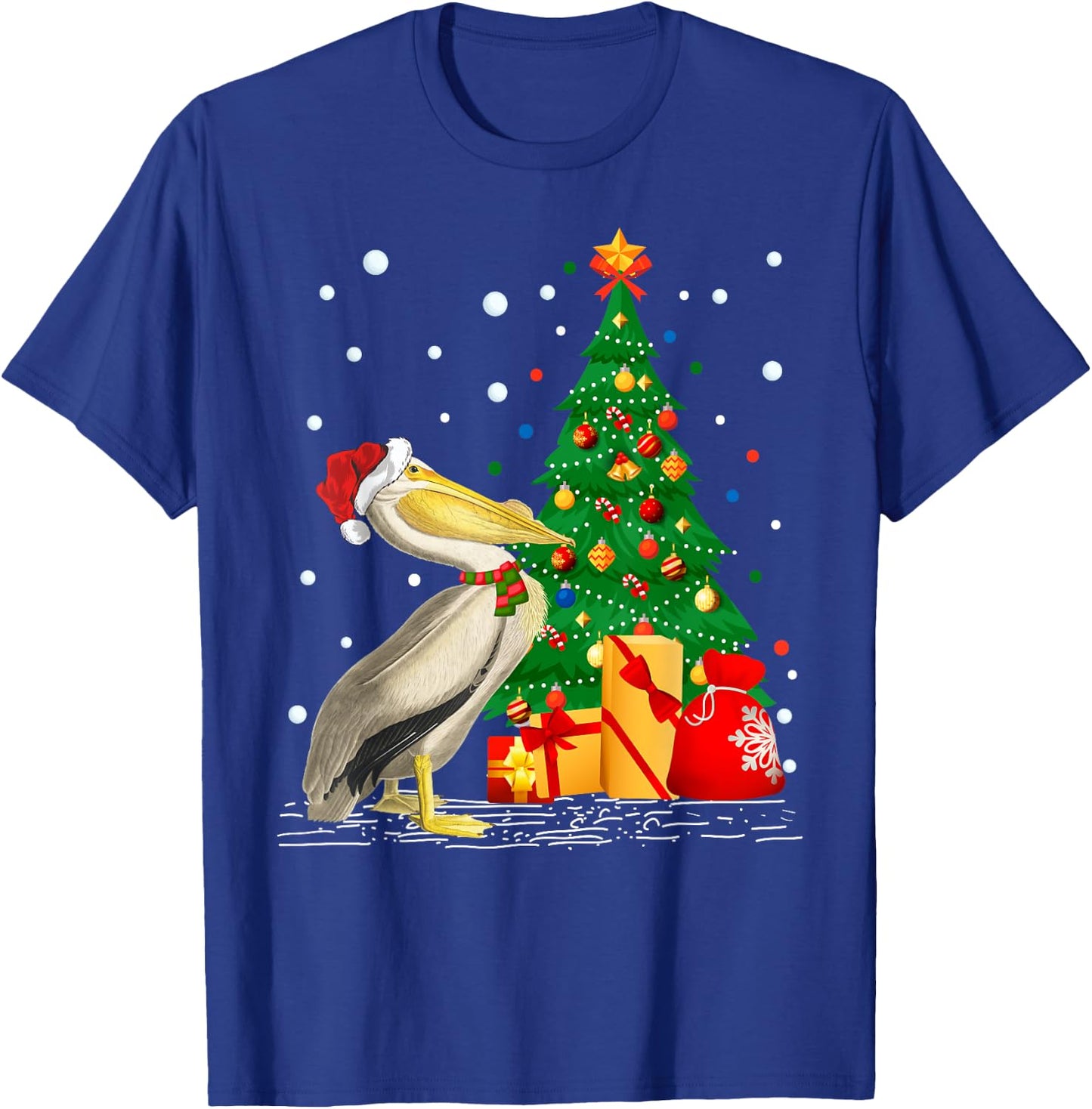 Funny Pelican Lover Gift Santa Hat Pelican Christmas T-Shirt - T-Shirt | Royal