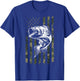 Large mouth Bass Fishing Camo American Flag USA Fisherman T-Shirt - T-Shirt | Royal