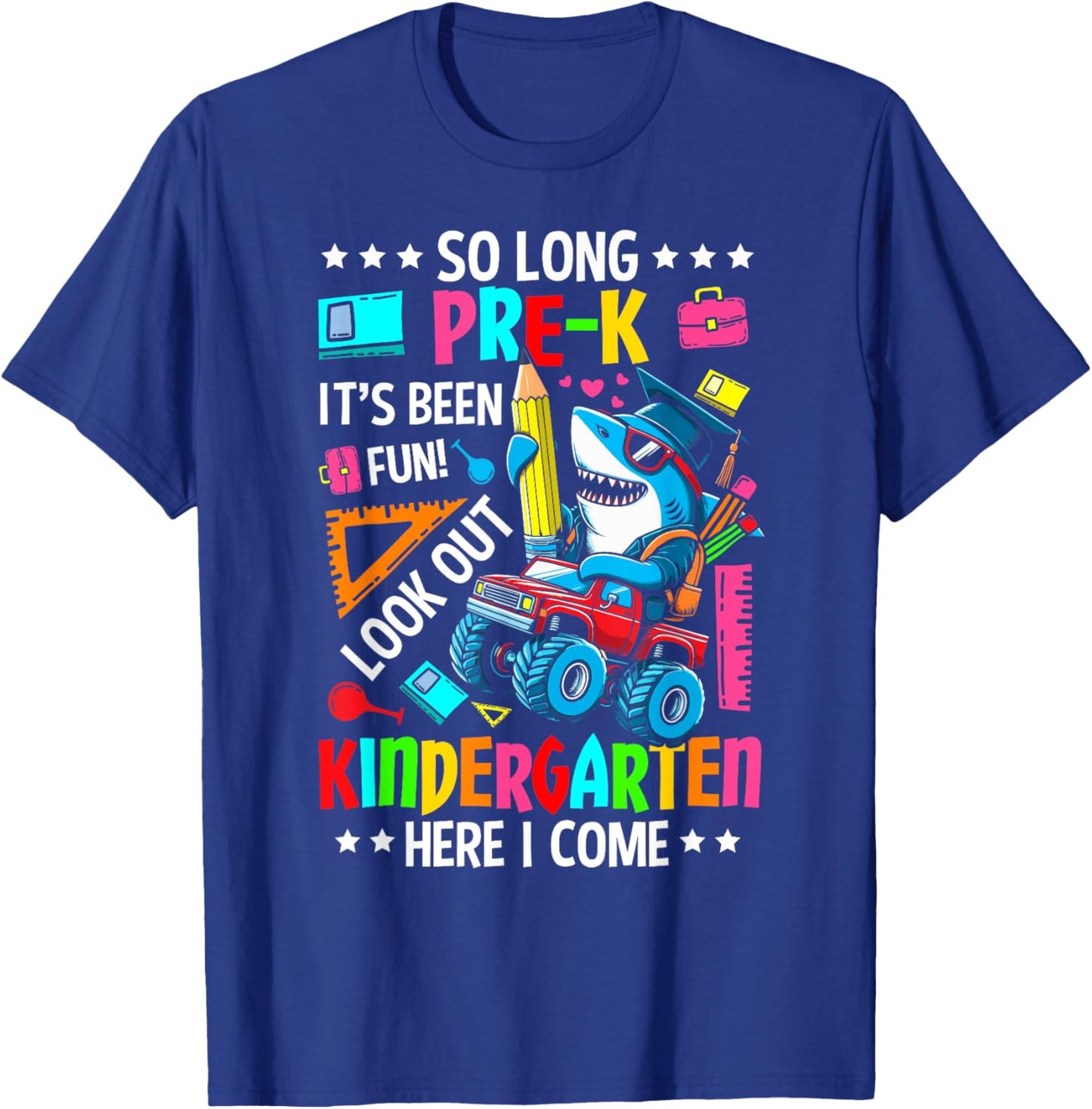 So long pre k its been fun last day of prek graduation shark T-Shirt - T-Shirt | Royal