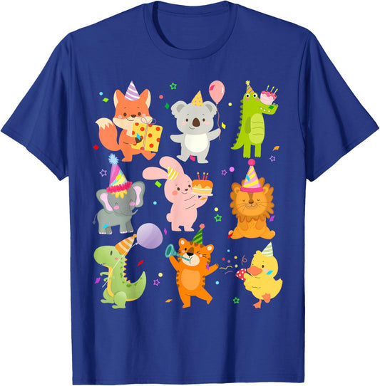 Men Women and Kids Zoo Day Wildlife Animals Birthday Party T-Shirt - T-Shirt | Royal