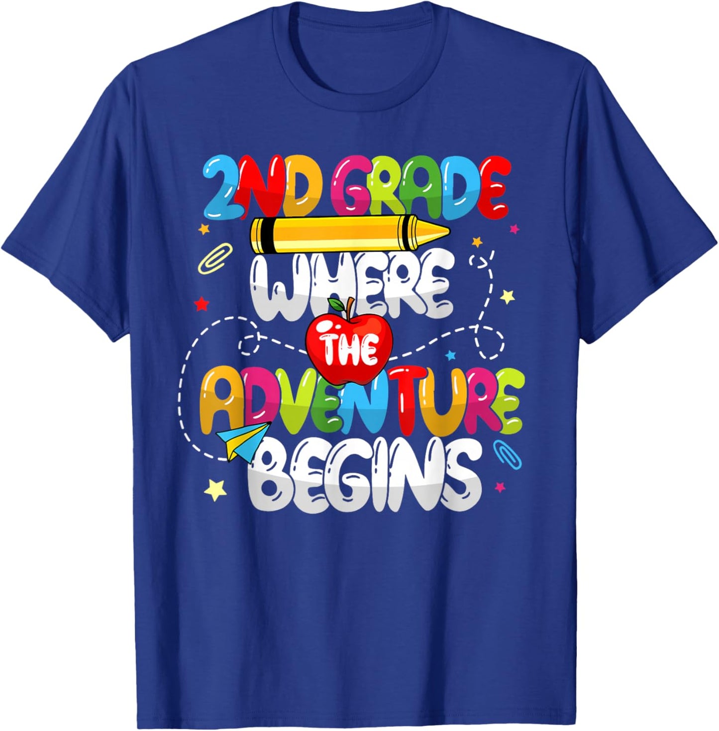 2nd Grade Where The Adventure Begins Back To School Teacher T-Shirt - T-Shirt | Royal