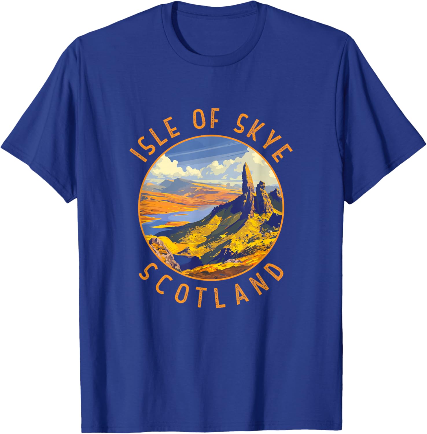 Isle of Skye Scotland Retro Distressed Circle T-Shirt - T-Shirt | Royal