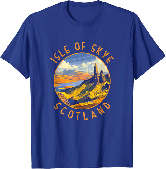 Isle of Skye Scotland Retro Distressed Circle T-Shirt - T-Shirt | Royal