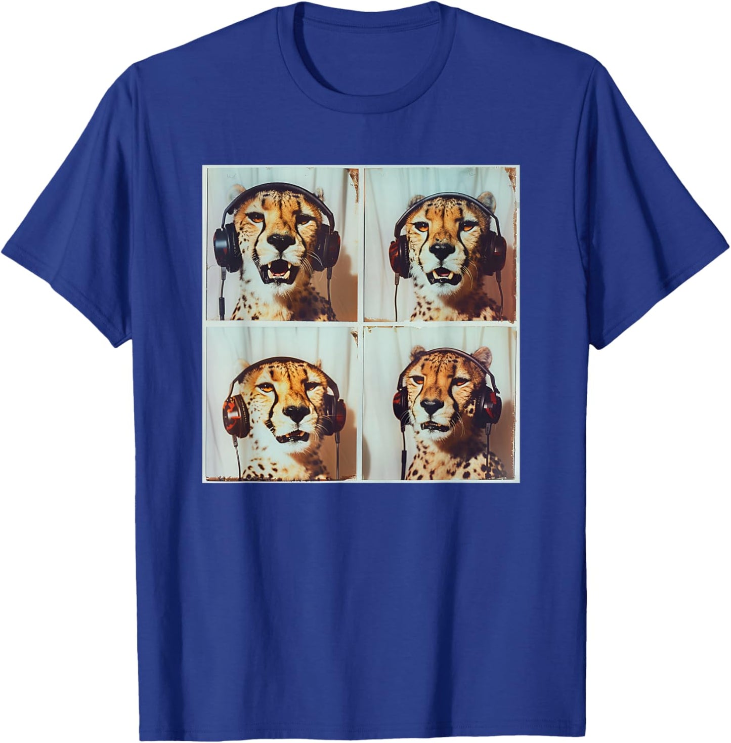 DJ Cheetah With Headphones Photobooth Cool Safari Cheetah T-Shirt - T-Shirt | Royal