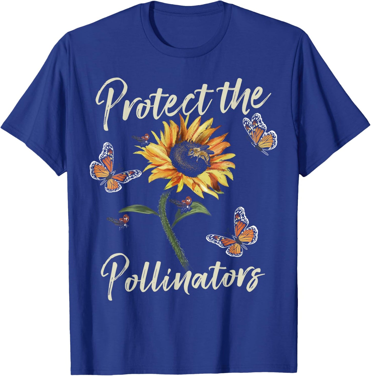 Cool Protect Pollinators Save the bees Sunflower T T-Shirt - T-Shirt | Royal